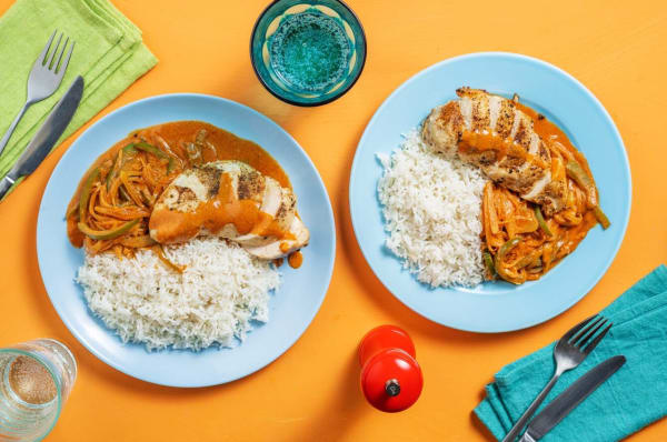 Curry Crémeux entomaté au poulet et au riz