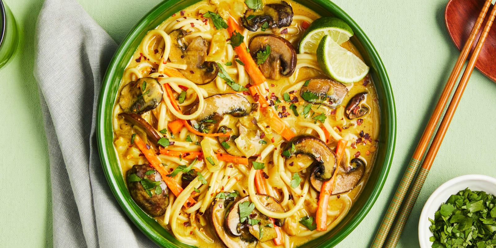 Green Chef vegan meal kit - mushroom curry udon bowl