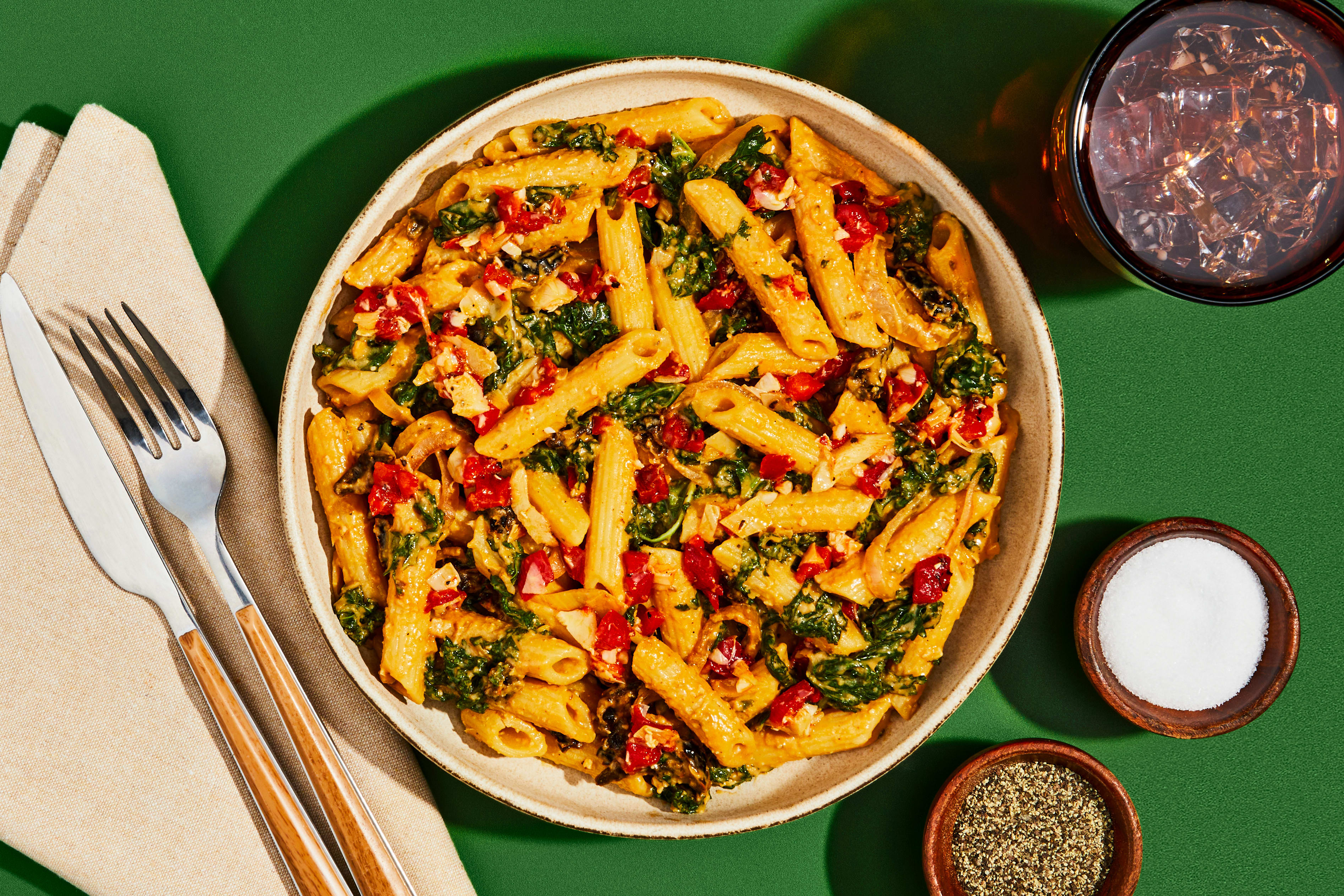 Penne Pasta with Sweet Peas Roasted Tomatoes Mint and Lemon Zest with a  Green Apple Mint Salad – Set the Table with Love