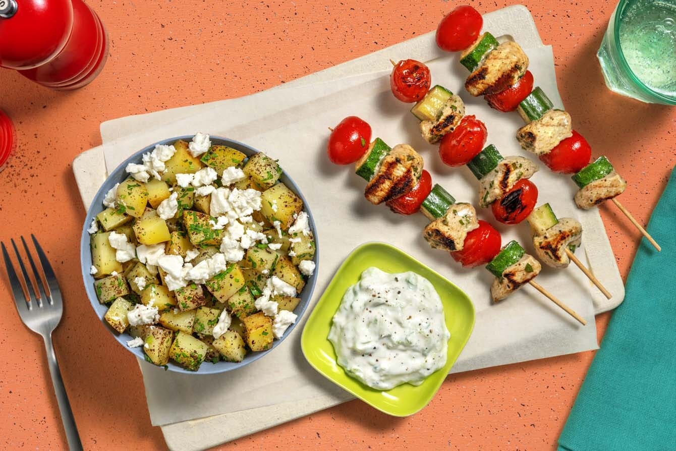 Grilled Halloumi Skewers with Greek-Inspired Marinade - Fork in