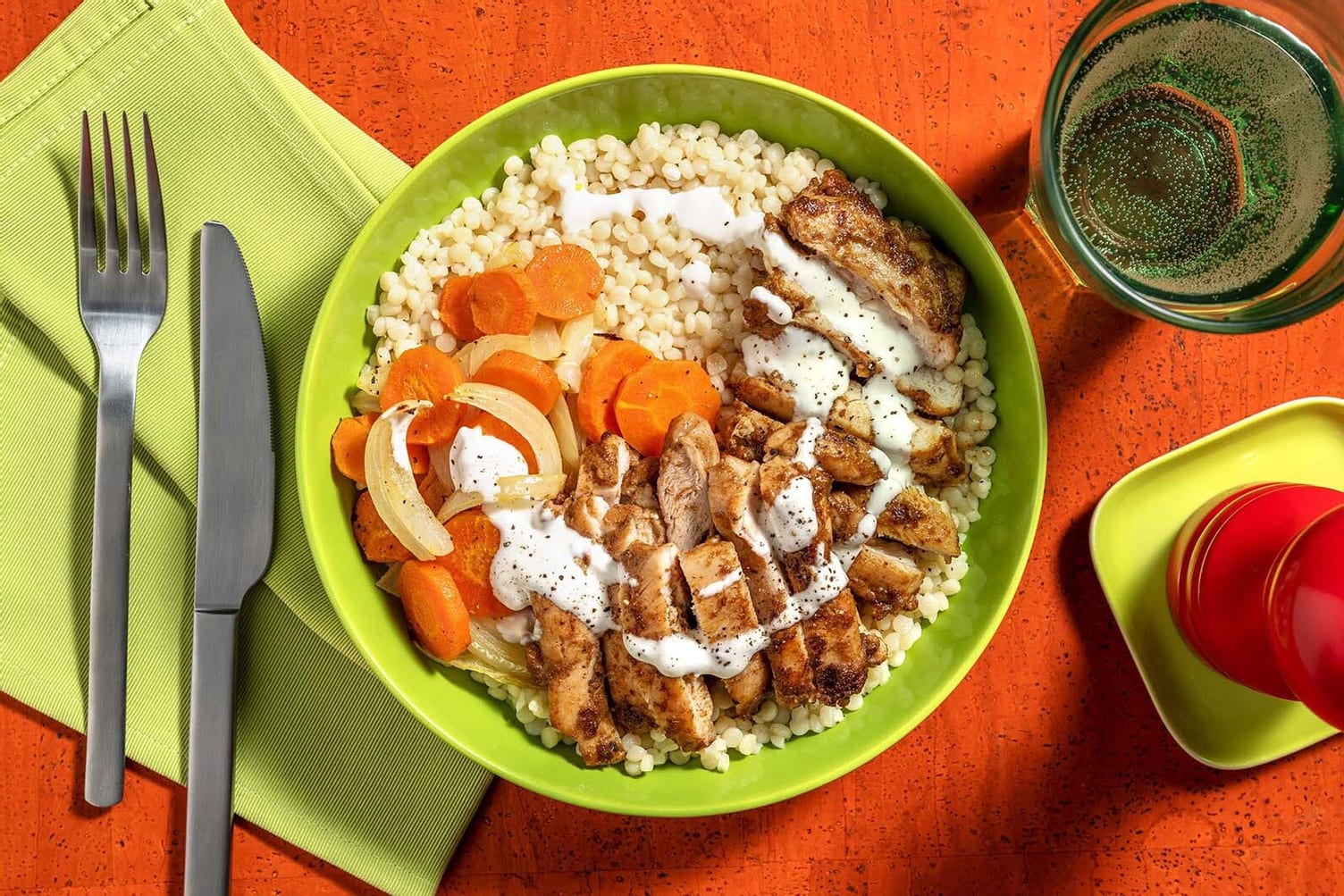 Meal Prep Moroccan Chicken Bowls - Garnished Plate